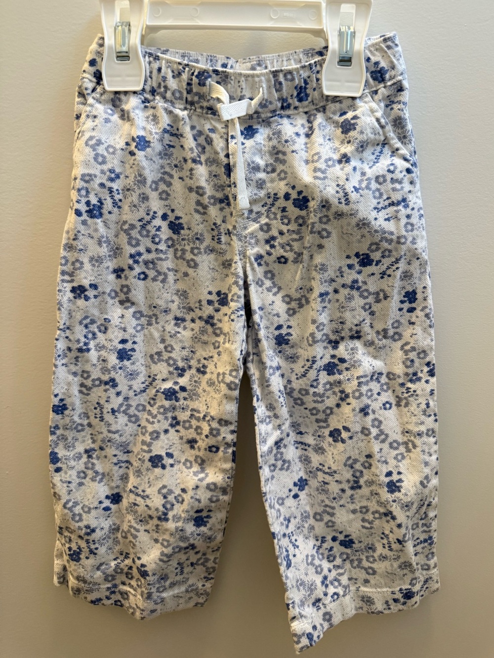 OshKosh B’gosh Girls White & Blue Floral Wide-Leg Pants 2T